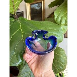 Blue and Clear Glass Ashtray